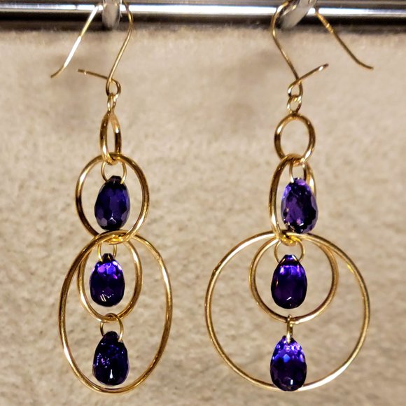 D.Leigh Jewelry - NEW 14Kt Yellow Gold Filled Faceted Amethyst Drop Earrings